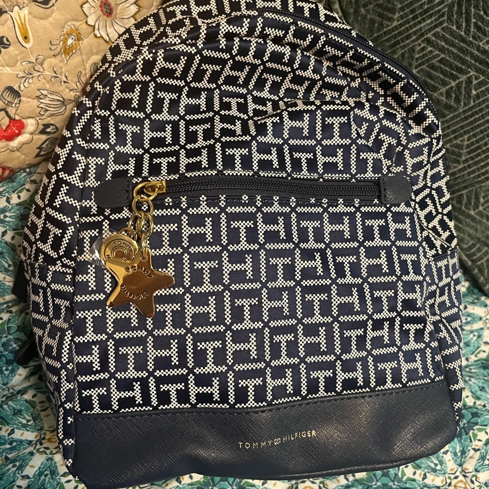 Tommy Hilfiger Patterned Navy and White Backpack